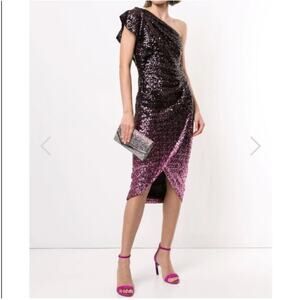 Marchesa Notte One Shoulder Sequin Dress